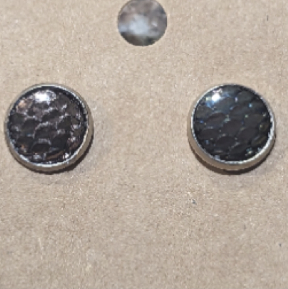 Dark brown mermaid scale stud earrings